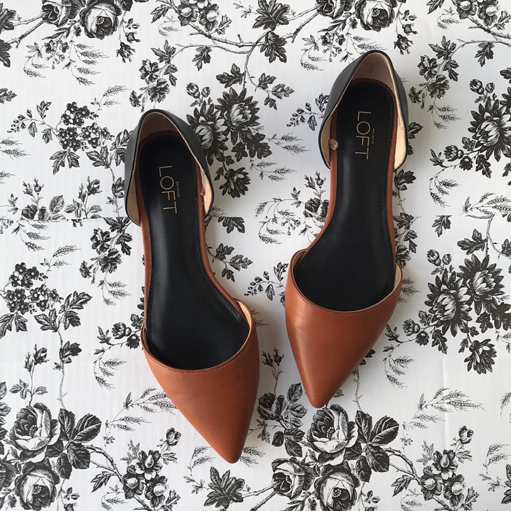 [Ann Taylor] Black/Brown Pointed Toe Flats